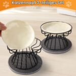 Vikcvcsc 2er-Set Katzennäpfe Erhöht – Keramik mit Metallständer & Silikonmatte – Bild 6