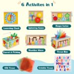 LZDMY Montessori Aktivitätsswürfel 6 in 1 – Motorikspielzeug aus Holz für Babys ab 6 Monaten – Bild 3
