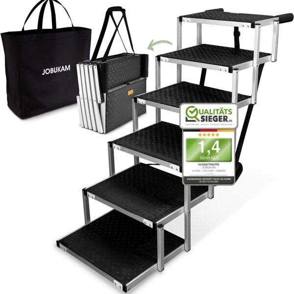 JOBUKAM Hundetreppe Auto 80 cm klappbar – Einstiegshilfe für grosse Hunde bis 70 kg