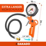 Gakago Reifenfüller mit 0-12 bar Manometer – Präziser Druckmesser für Auto, Fahrrad & LKW – Bild 2