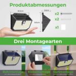 nipify 4er Set Solarlampen mit Bewegungsmelder – Warmweiss & IP65 wasserdicht für Aussen – Bild 7