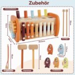 HYAKIDS Montessori Holzspielzeug 6 in 1 – Motorikspielzeug mit Hammerspiel & Xylophon – Bild 3