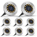 mizikuu Solar Bodenleuchten 8er Set – IP65 Gartenleuchten mit 8 LEDs für Außen