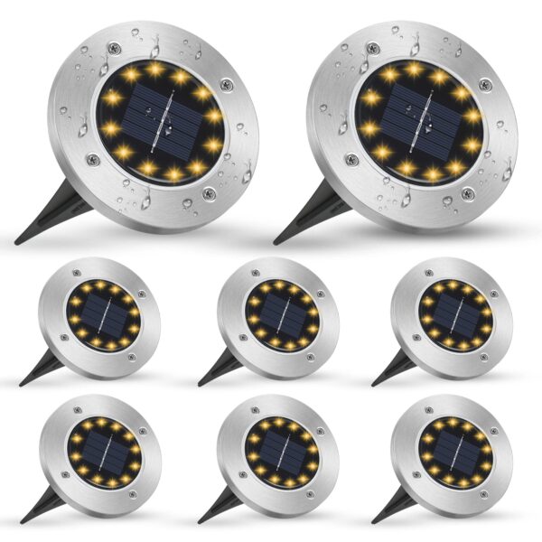 mizikuu Solar Bodenleuchten 8er Set – IP65 Gartenleuchten mit 8 LEDs für Außen