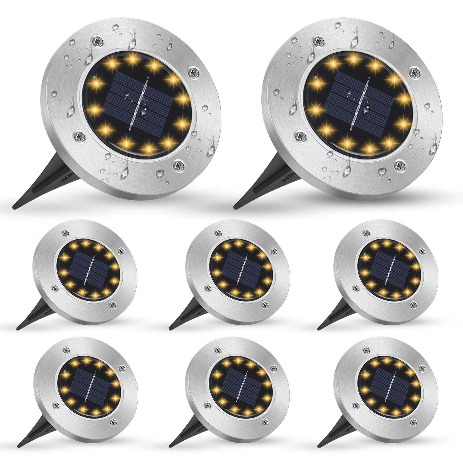 mizikuu Solar Bodenleuchten 8er Set – IP65 Gartenleuchten mit 8 LEDs für Außen