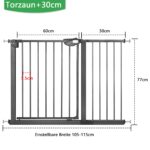 XMTECH Treppengitter 105-115 cm Schwarz – Druckmontage ohne Bohren mit Auto-Close für Kinder & Haustiere – Bild 2