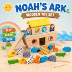 Holz Noahs Arche Montessori Spielzeug – Stapeln & Ziehen für Kleinkinder ab 1 Jahr – Bild 4