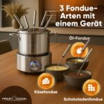 Clatronic Elektrisches Fondue-Set 1,2L Edelstahl – für 8 Personen mit Gabelset – Bild 3