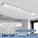 LEOEU LED Feuchtraumleuchte 90 cm, 30W 3300 lm – Wasserfeste Deckenleuchte IP65 für Keller & Garage – Bild 6