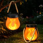2er Set Solar Laterne mit tanzenden Flammen – LED Gartenleuchte wetterfest für Balkon & Camping
