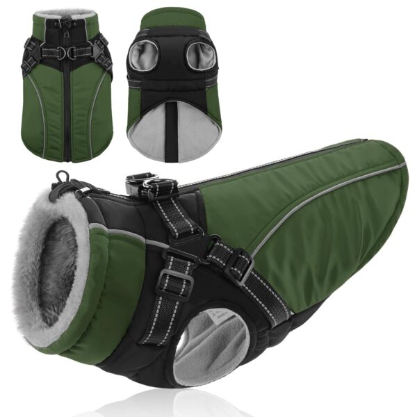 KONVINIT Hunde-Wintermantel XL mit Geschirr & Fleece – Wärmeschutz für grosse Rassen