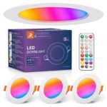 DUSKTEC LED Einbaustrahler RGB 3er Set – 660 lm Deckenspots mit Fernbedienung & Farbwechsel