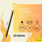 NICO Feuerwerk® Wachsfackeln 10er Set – 60 Min. Brenndauer mit Handschutz – Bild 2