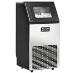 HOMCOM Kommerzielle Eiswürfelmaschine 45 kg/24H – LCD-Display & Selbstreinigung für Bar & Café