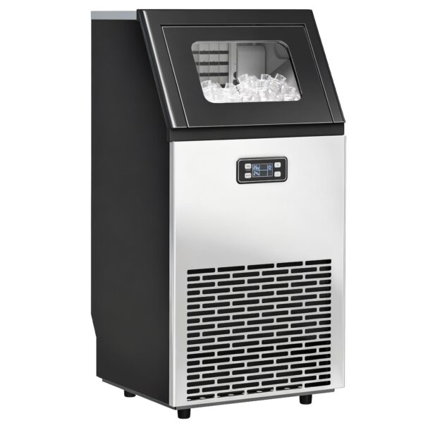 HOMCOM Kommerzielle Eiswürfelmaschine 45 kg/24H – LCD-Display & Selbstreinigung für Bar & Café