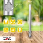 Grafner Edelstahl Wegeleuchte 110 cm mit 2 Steckdosen – Gartenleuchte mit E27-Fassung – Bild 3