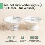 YULL Erhöhte Keramik Katzennäpfe 2er Set – Ergonomischer Futternapf & Wassernapf für Katzen – Bild 2