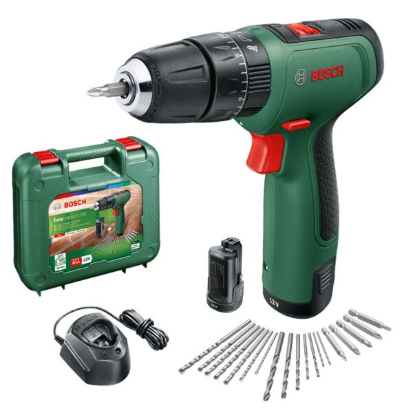 Bosch EasyImpact 1200 Akku Bohrschrauber – 12V Set mit 2 Akkus & 19tlg. Zubehör