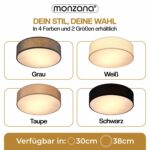 Monzana 2-Flammige Stoffdeckenlampe Taupe Ø38cm – Elegante Deckenleuchte mit LED-Eignung – Bild 7