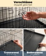lionto Transportkäfig 106 x 71 x 77 cm – Hundetransportbox mit Trennwand für Hunde & Katzen – Bild 3