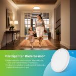 Yafido 24W LED Deckenleuchte mit Bewegungsmelder – Sensor Deckenlampe 3 Farben IP44 – Bild 5