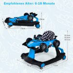 COSTWAY 4 in 1 Lauflernwagen Autofoermig – Höhenverstellbar mit Musik & Licht für Babys ab 6 Monaten – Bild 2