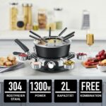 CUSIMAX Elektrisches Fondue-Set 1300W – 2L Antihaft-Topf mit 8 Gabeln & Zubehör – Bild 5