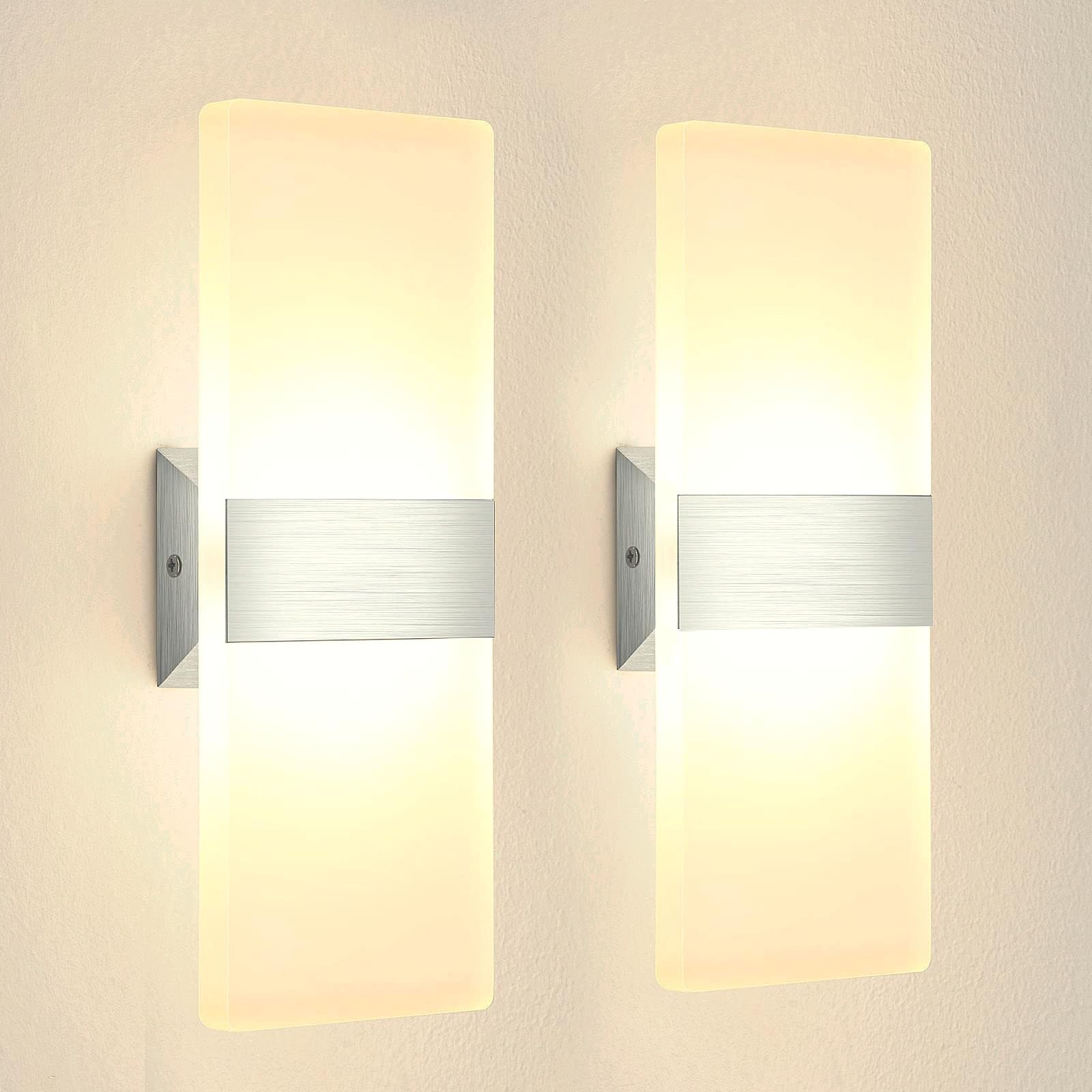 Lureshine LED Wandleuchte 29cm 12W Warmweiß – Up Down Flurbeleuchtung für Innen (2er-Set)