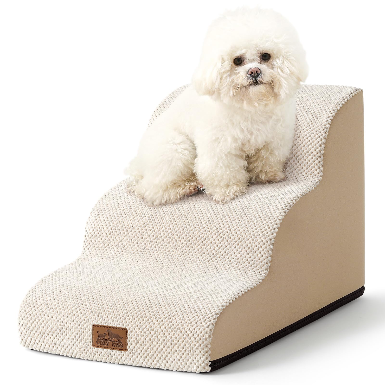 COZY KISS Hundetreppe 3-Stufen 40cm – Gelenkschonende Rampe für kleine Hunde