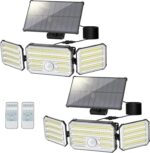 Possily 160 LED Solarlampe mit Bewegungsmelder & Alarmfunktion – IP67 Wandleuchte für Garten (2er Set)