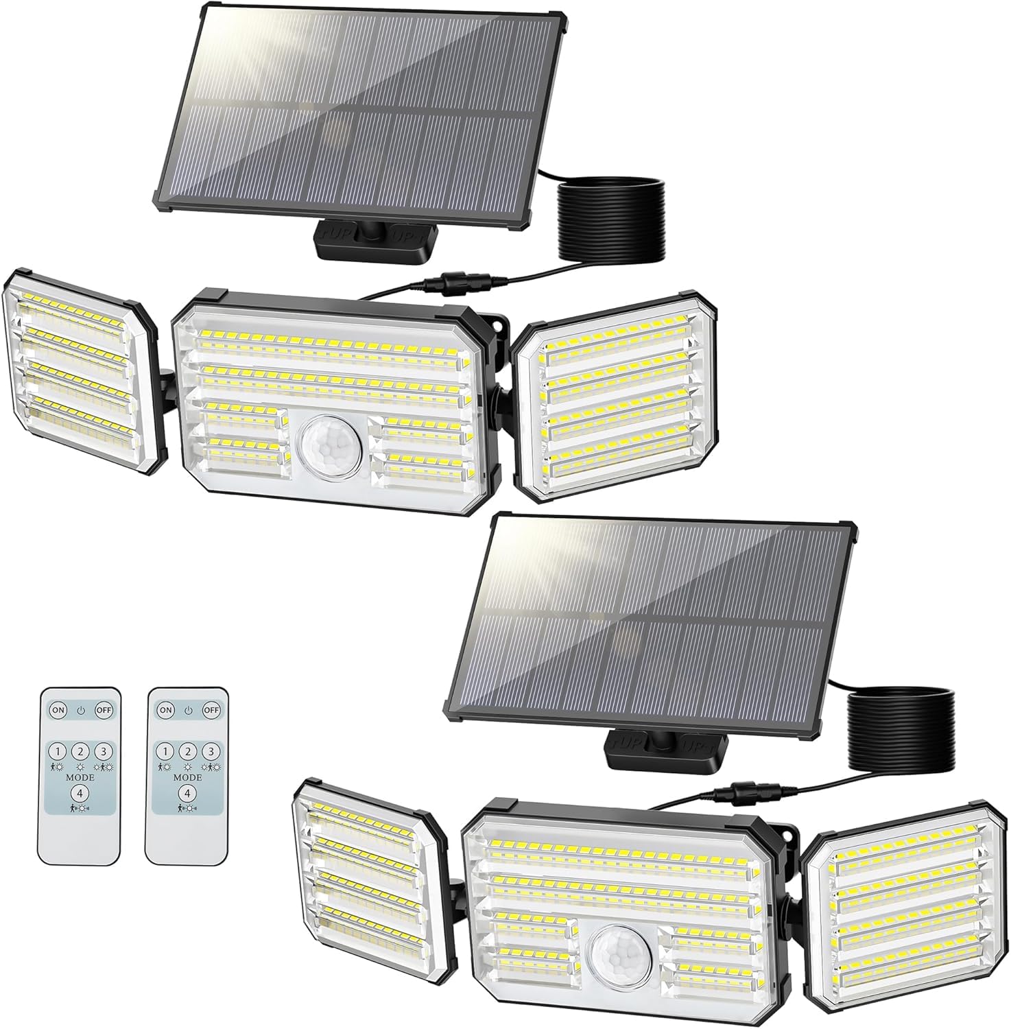 Possily 160 LED Solarlampe mit Bewegungsmelder & Alarmfunktion – IP67 Wandleuchte für Garten (2er Set)
