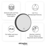 Oktaplex Plato Außenleuchte mit Bewegungsmelder 3000K – IP65 LED Wandlampe anthrazit – Bild 2