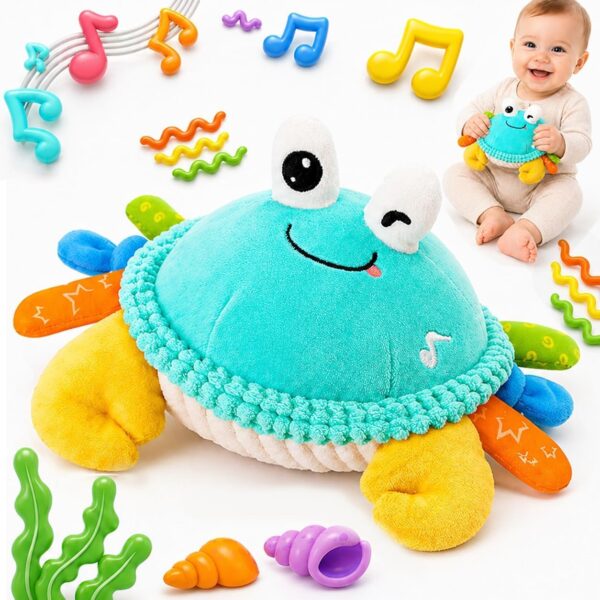 Innofans Tanzende Krabbe – Interaktives Plüschtier mit Musik & Aufnahmefunktion für Babys 6-18 Monate