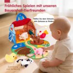 hahaland Montessori Bauernhof-Spielzeug mit 6 Sensorik-Plüschtieren – Lernspielzeug für Babys 6–12 Monate – Bild 6
