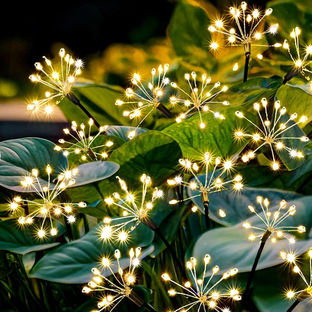 Redefun 2er Set 160LED Solarleuchten Feuerwerk – Gartendeko mit 8 Modi & IP65 Wasserschutz