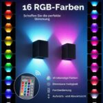 2er Set RGB Wandleuchte Schwarz Dimmbar – 5W LED mit Fernbedienung & Farbwechsel – Bild 3