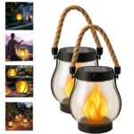 OKESYO Solar Laterne mit Flammeneffekt – 2er Set Campinglampe für Garten & Terrasse