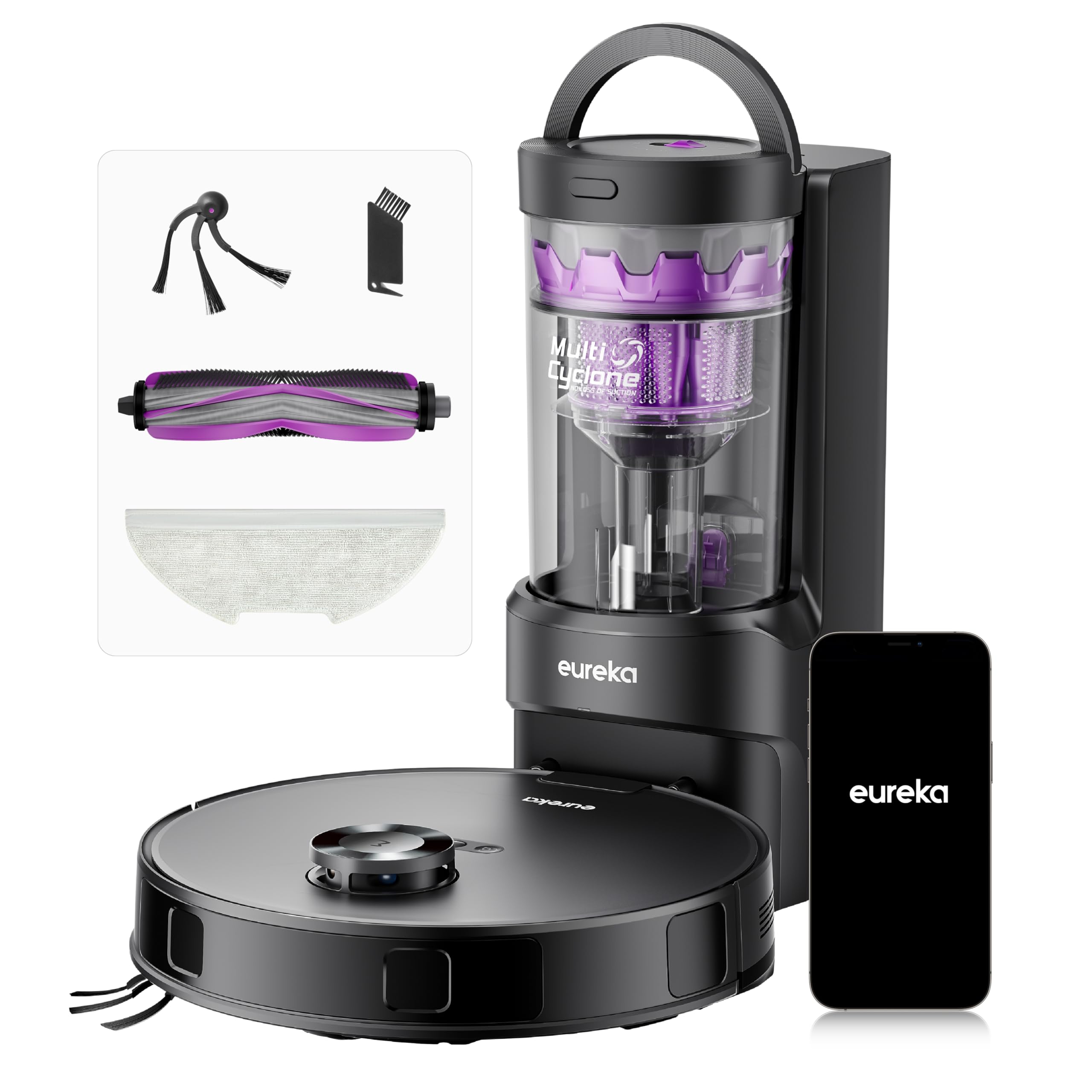 EUREKA E20 Evo Plus Saugroboter mit Wischfunktion & Absaugstation – 10.000 Pa Starksaug
