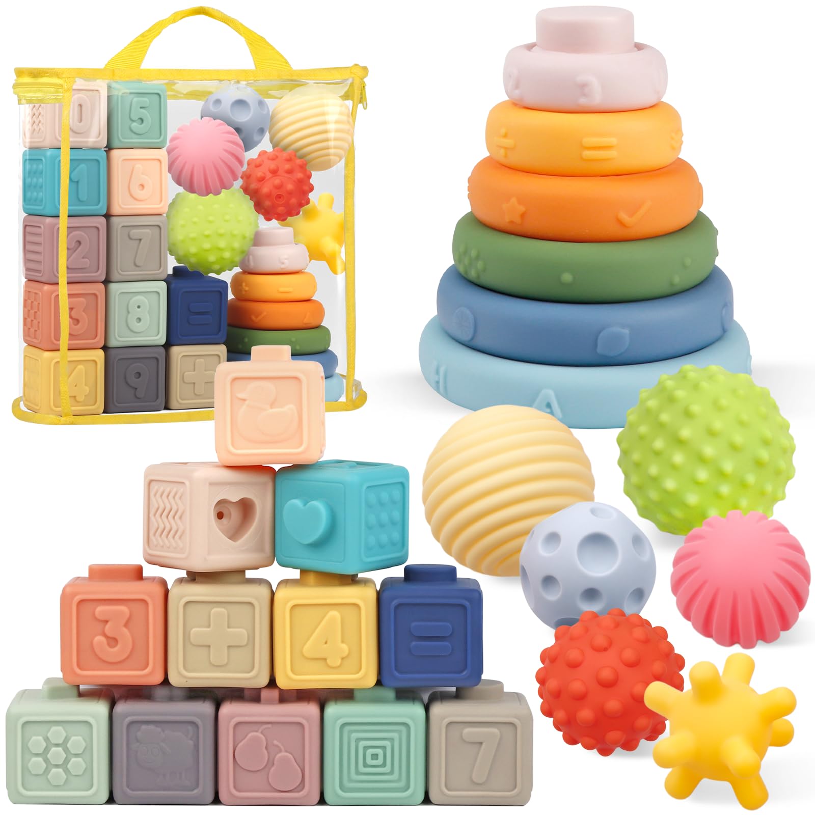 Plunack 24-teiliges Montessori Babyspielzeug Set – Sensorisches Lernspielzeug ab 18 Monate