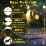 Caldarax Mond Solarleuchte mit Glaskugel – Wetterfeste LED Gartenleuchte für Terrasse & Rasen – Bild 7