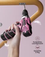 FAHEFANA 12V Akkuschrauber Pink – Bohrschrauber-Set mit 15 Zubehör & Tasche – Bild 3