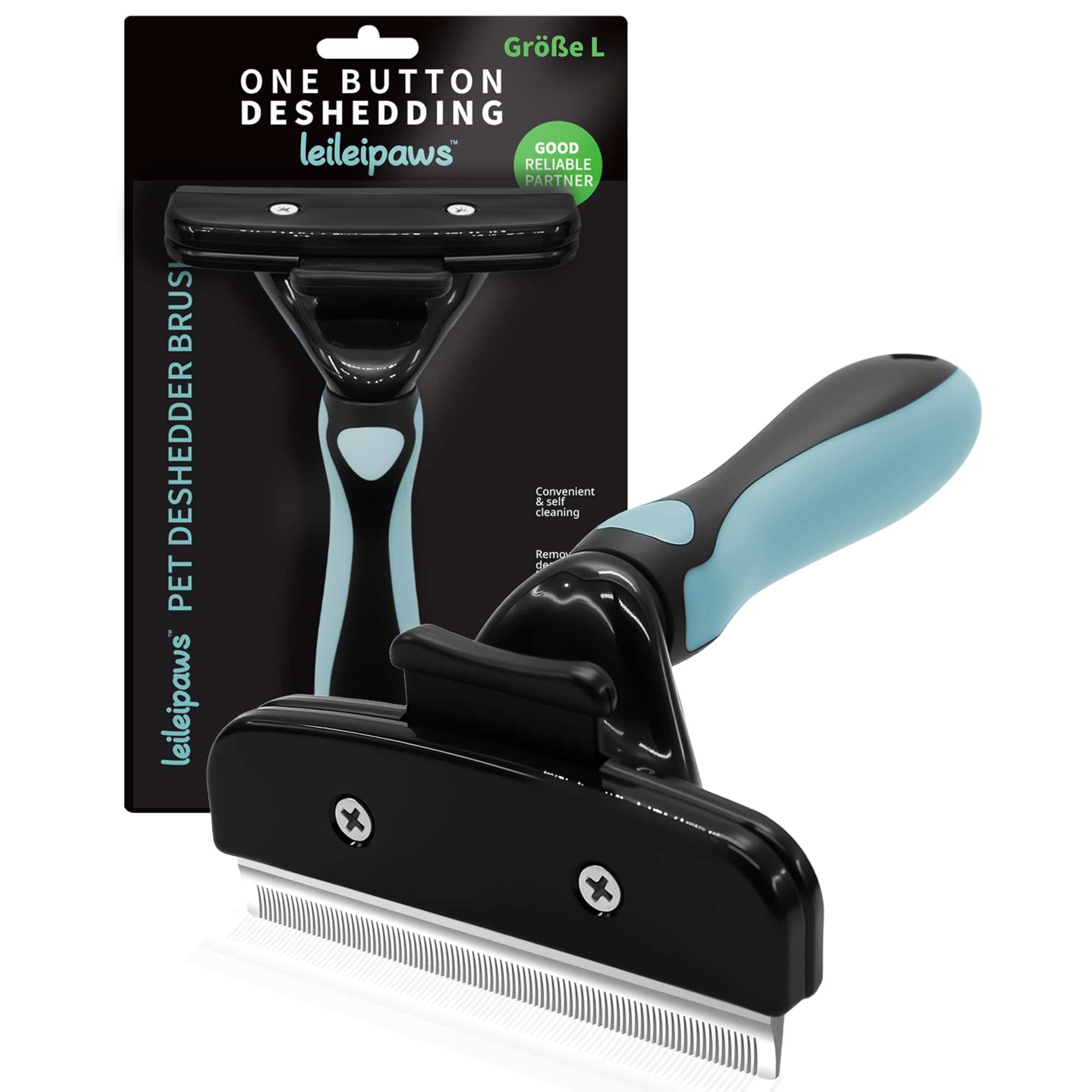 LeileiPaws Selbstreinigende Unterfellbürste (L) – Deshedding Tool für Hunde & Katzen