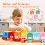 hahaland Bauernhof-Lernzug mit Fingerpuppen & Schlössern – Montessori Spielzeug ab 2 Jahren – Bild 5