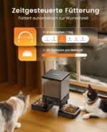 oneisall 5L Futterautomat mit 2 Edelstahlnäpfen – Automatische Katzenfütterung mit Timer & Sprachaufnahme – Bild 6