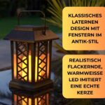 Festive Lights 17,5cm Solar Laterne mit flackernder LED-Flamme – Gartenbeleuchtung IP44 – Bild 5