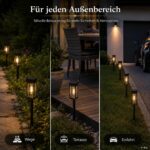 EMANDJA 4er Set Solarlampen für Garten – 8-12h Leuchtdauer, IP65 Wetterfest, Warmweiss – Bild 6