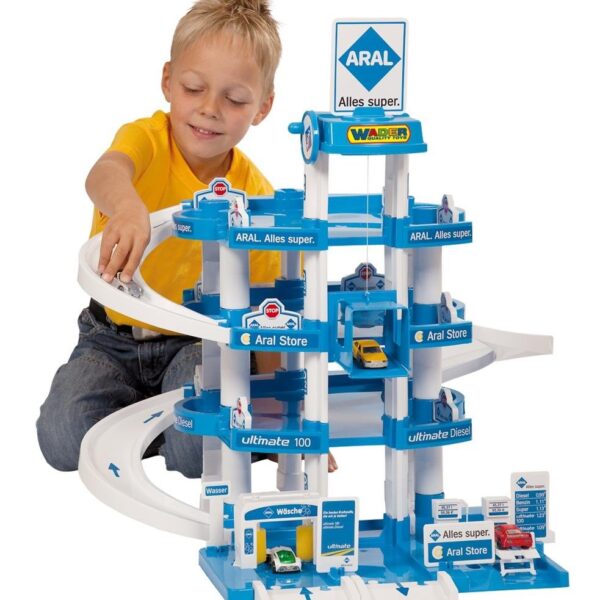 Polesie ARAL Parkgarage 4 Ebenen – Spielgarage mit Lift & Zubehör für Kinder