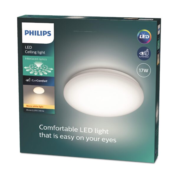 Philips Moire LED Wand- und Deckenleuchte – Warmweisses Licht, 17W, energiesparend