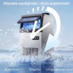 HOMCOM Kommerzielle Eiswürfelmaschine 36 kg/24H – Selbstreinigend mit LCD & Edelstahl – Bild 3