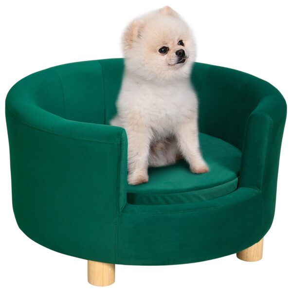 PawHut Hundesofa Grün – Gemütliche Hundecouch mit Rückenlehne für kleine Hunde & Katzen